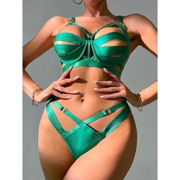 Sexy Strappy Cut Out Bandage Lingerie Set - Picture 1 of 9